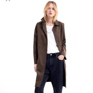 ZARA Suede Trench Coat in Taupe/Brown Size Small